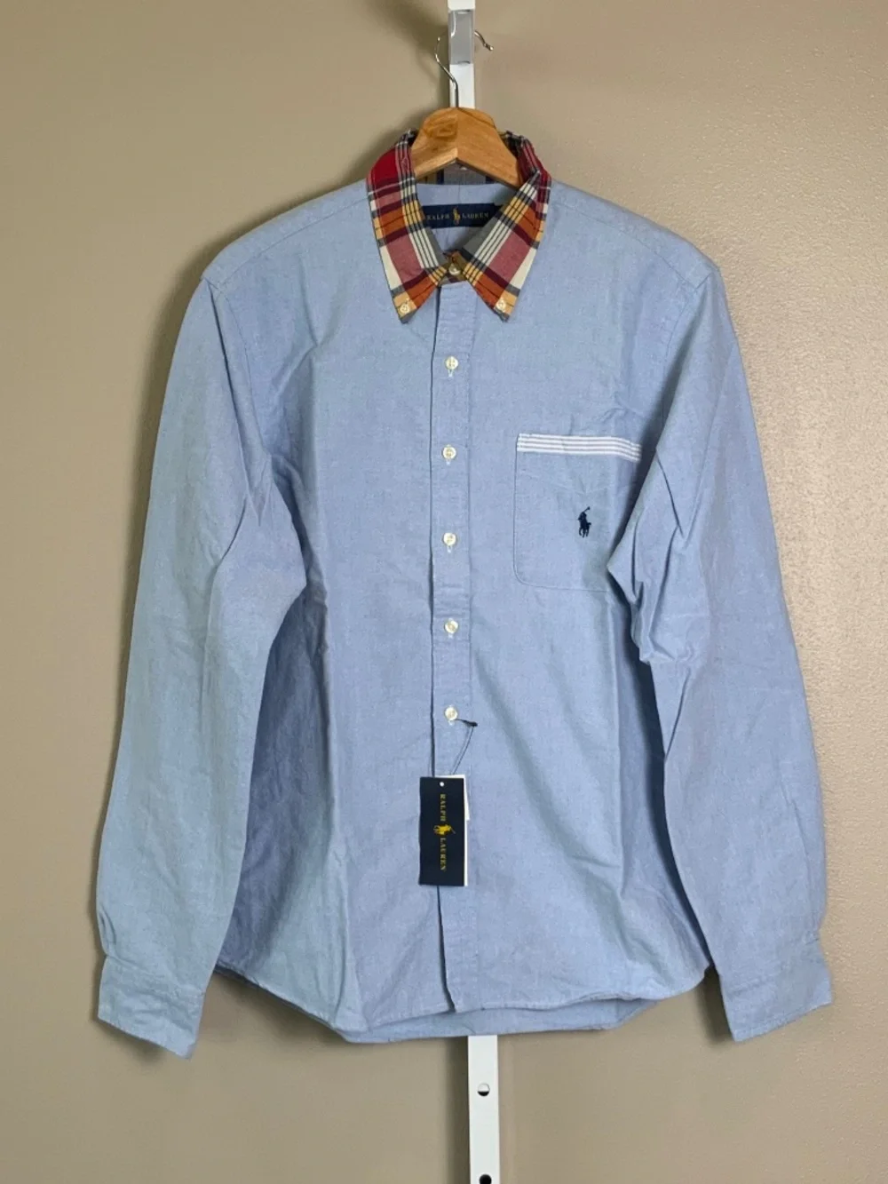 Polo Ralph Lauren Classic Button Down Oxford Shirt with Madras Collar